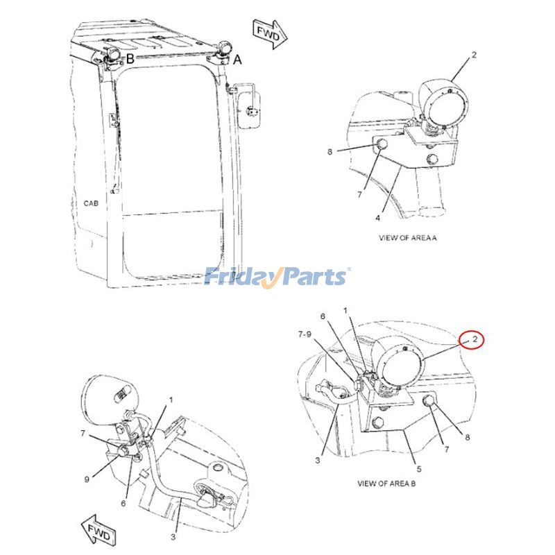 Flood Lamp 325-4471 for Caterpillar CAT Excavator 312E 316E 318E 320E 320E 324E Loader 924K 930K 938K