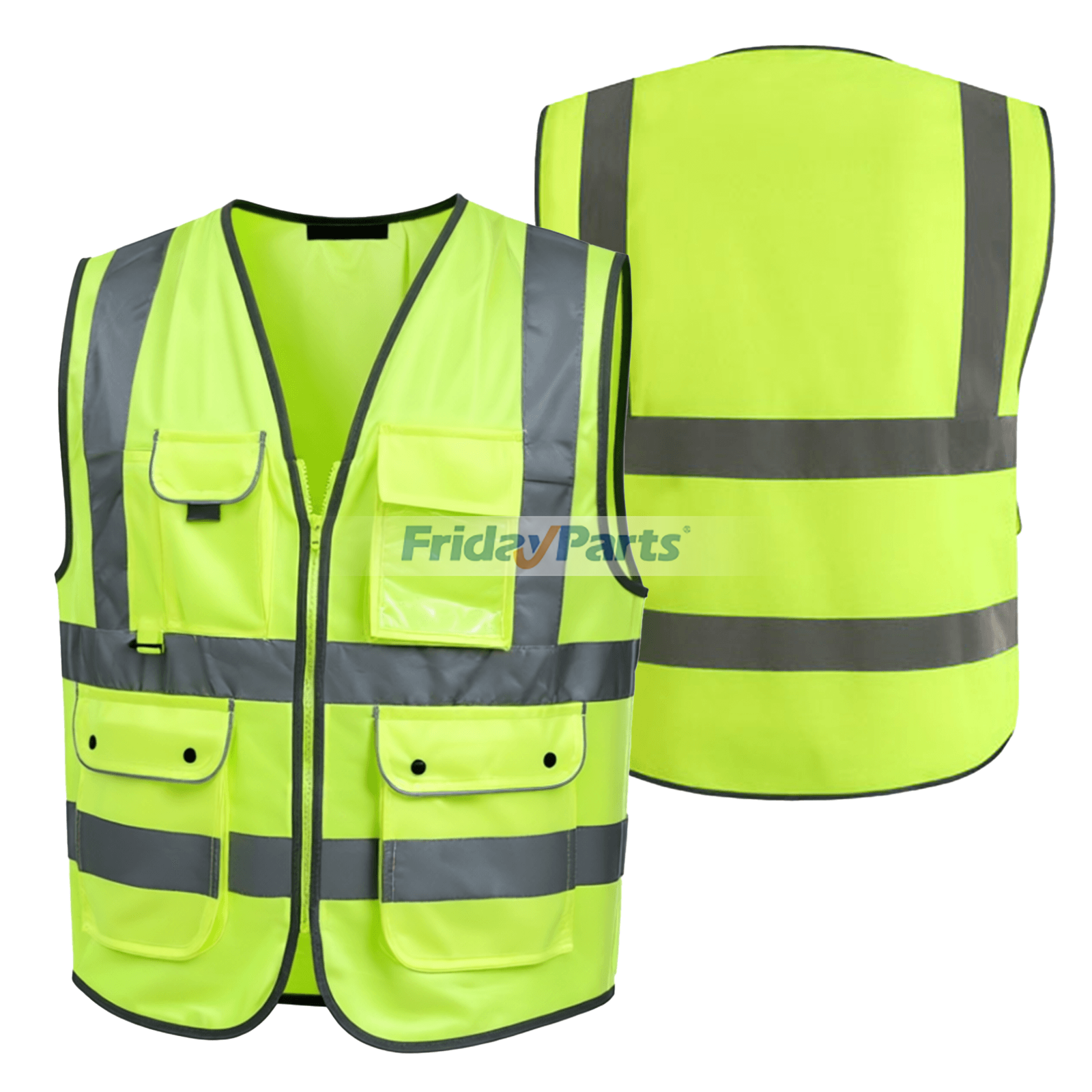 High Visibility Workwear Safety Vest with Reflective Stripes Meets ANSI/ISEA Standard Fluorescent Yellow