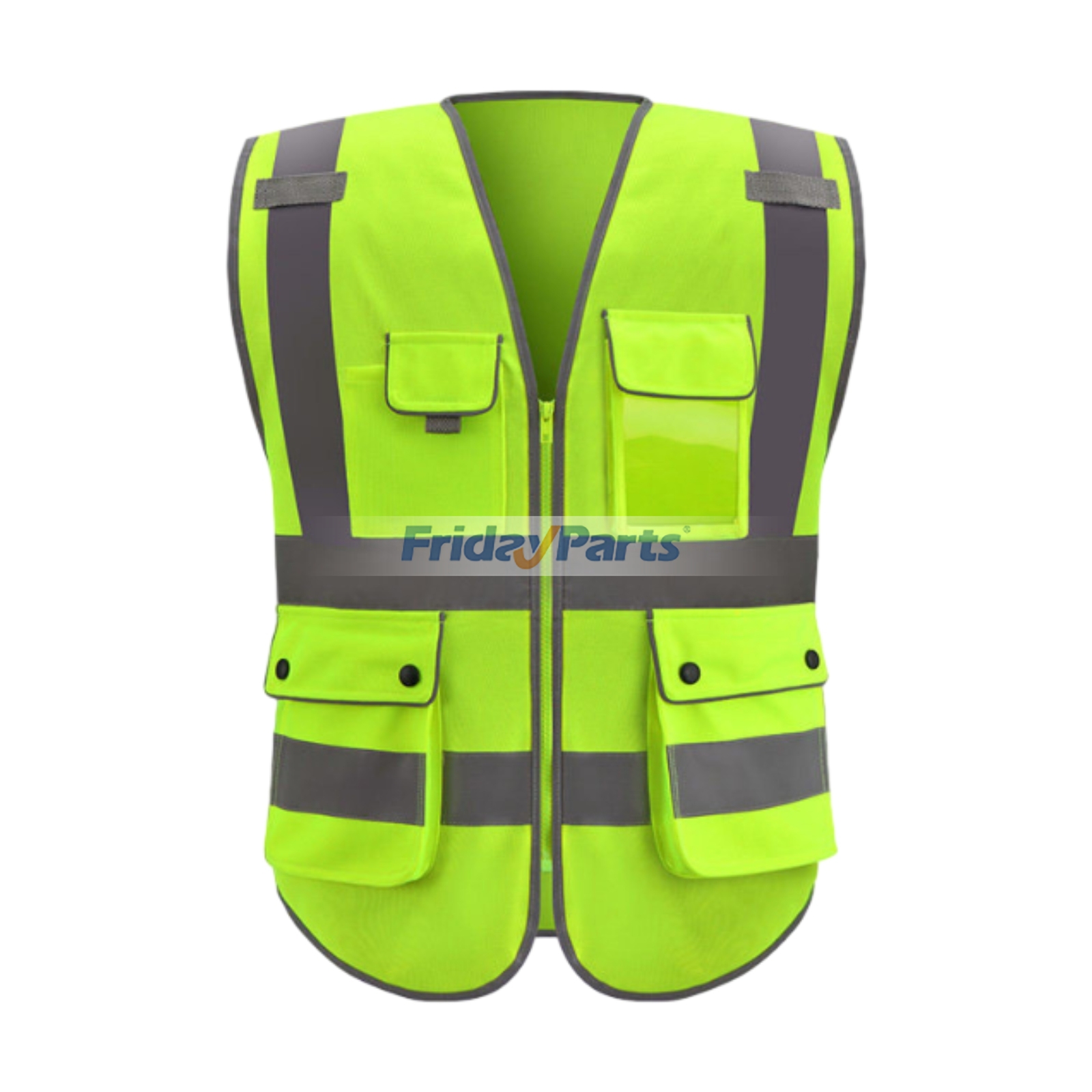 Warnweste für Arbeitskleidung mit hoher Sichtbarkeit und reflektierenden Streifen. Erfüllt den ANSI/ISEA-Standard. Fluoreszierendes Gelb.