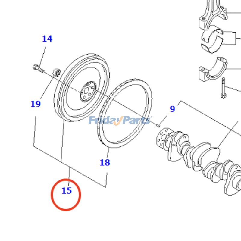 Conjunto de volante YM129904-21590 para Yanmar 4TNV94 Komatsu 4D92E 4D94E 4D98E Para KOMATSU