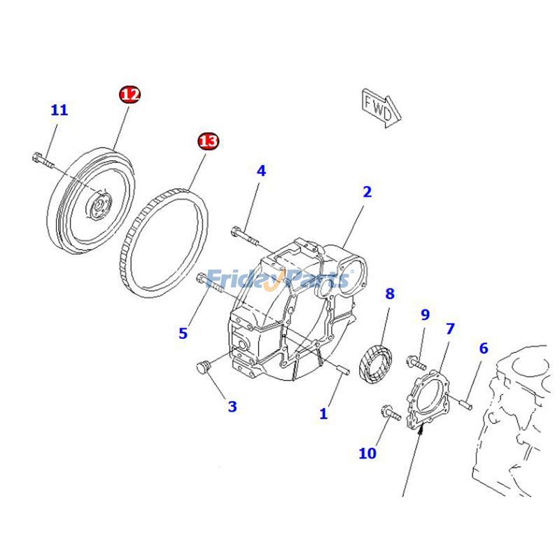 Conjunto de volante YM129128-21590 para motor Komatsu 3D84-2D 3D84E-3 3D84N-2 3D88E-3 Para KOMATSU