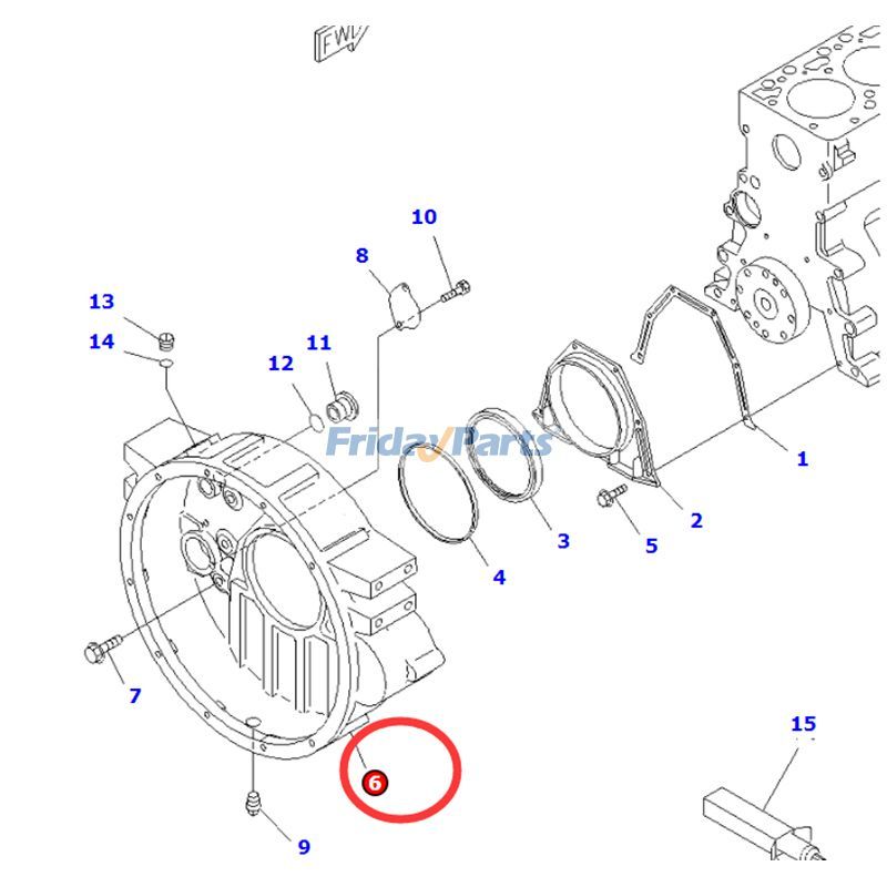 Carcasa del volante 6735-21-4130 para motor Komatsu SA6D102E-1 Motoniveladora GD555-3A Para KOMATSU
