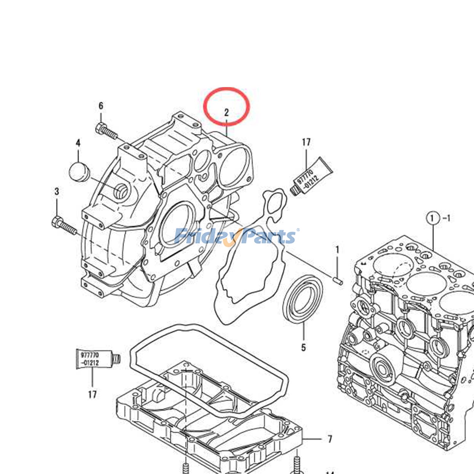 Carcasa del volante 119717-01600 para motor Yanmar 3TNV70 2TNV70 3TNV76 3TNV80F 