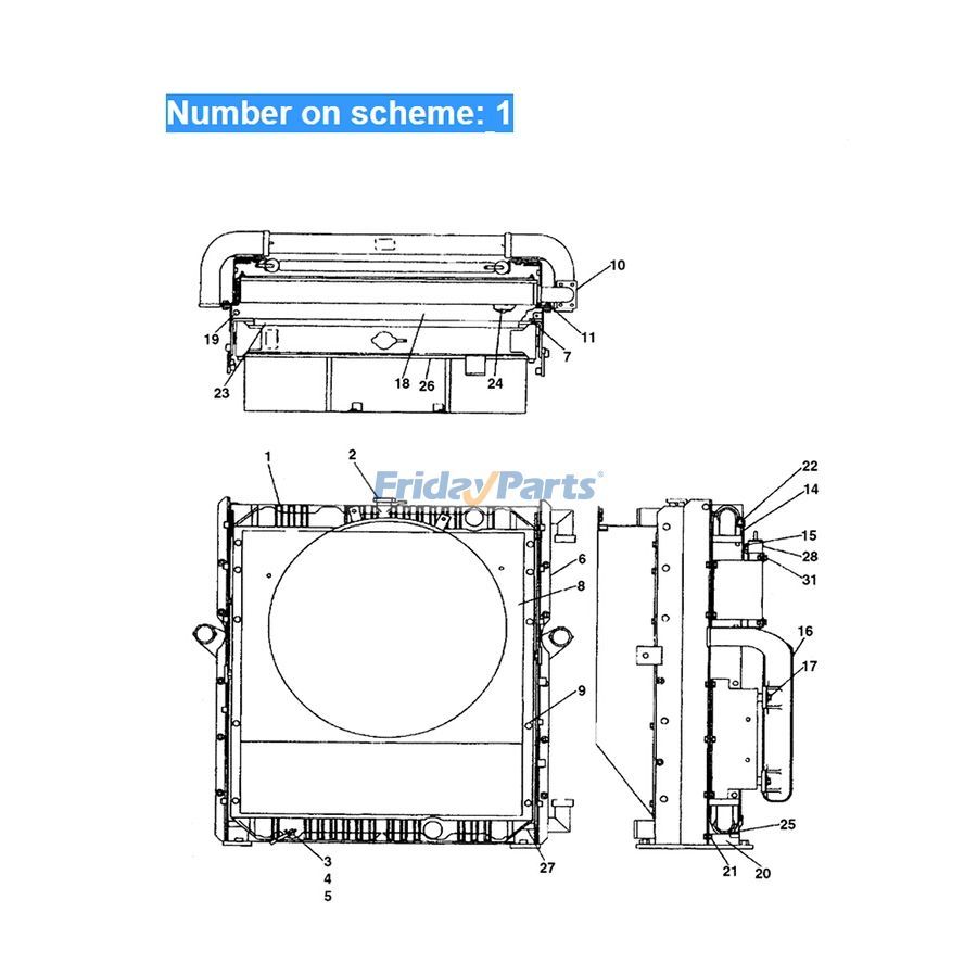 Para escavadeira Case CX290 Tanque de água Radiador Núcleo ASS'Y LN00087