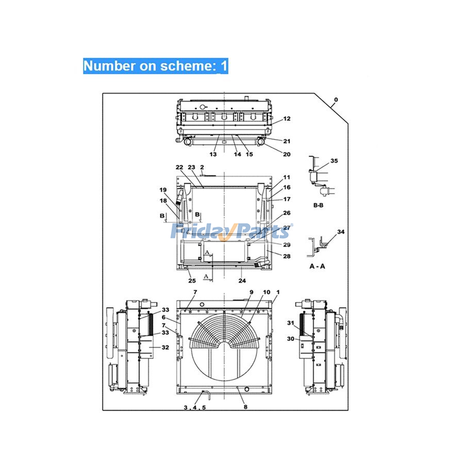 Water Tank Radiator Core for Excavator