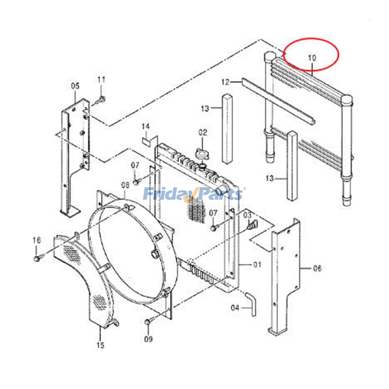Hydraulic Oil Cooler 4340202 for Hitachi Excavator EX55UR