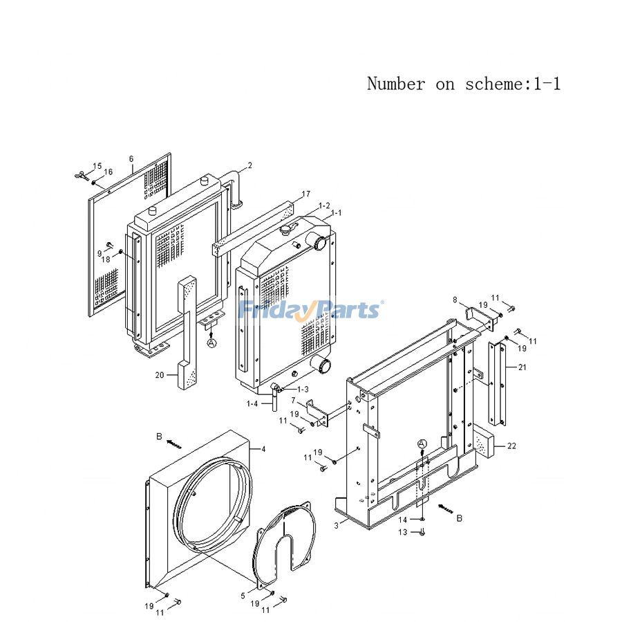 For Hyundai Excavator R200W-3 Water Tank Radiator Core ASS'Y 11ER-42490