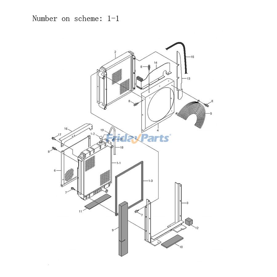 Excavator Water Tank Radiator Core ASS'Y