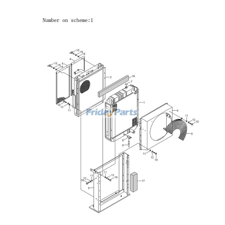 Water Tank Radiator Core ASS'Y for Excavator