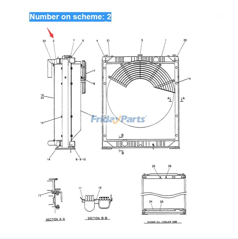 Refroidisseur d'huile hydrauliquepour Pelle