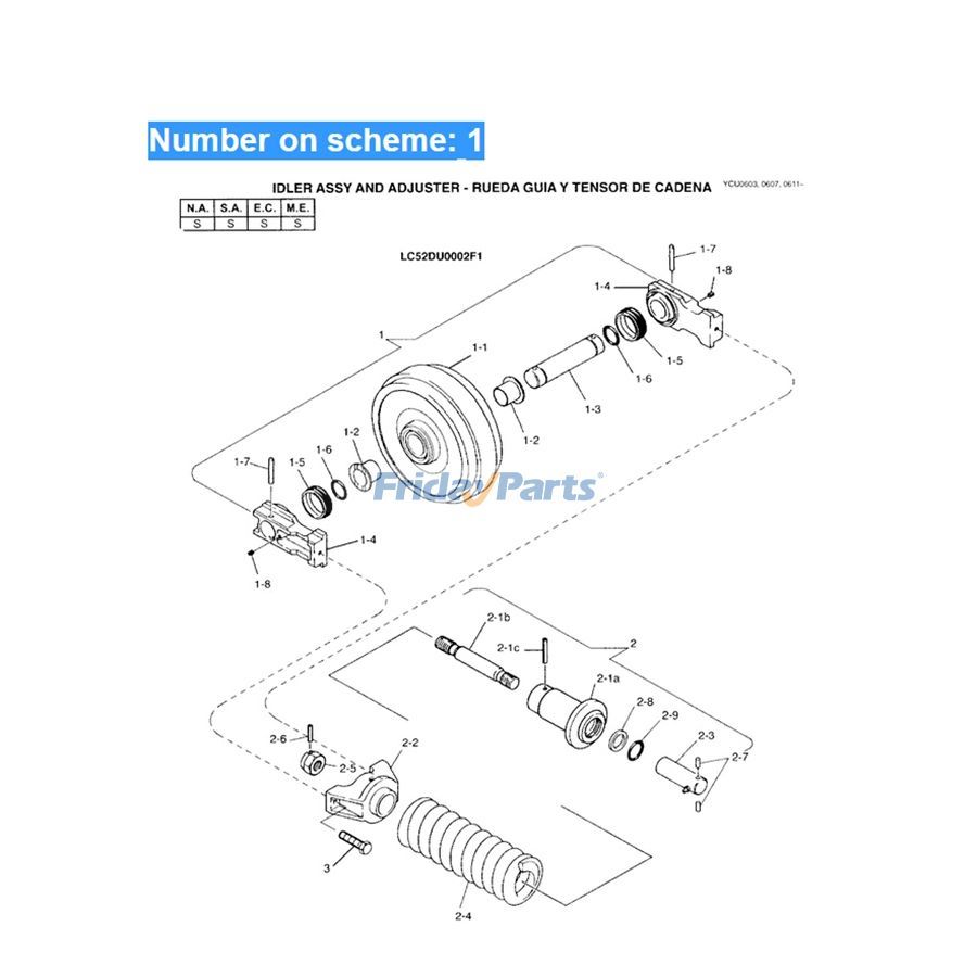 Idler LC52DU0001F1 for Kobelco Excavator SK300-6 SK300LC-6 SK330-6 SK330LC-6 SK400-6 SK400LC-6