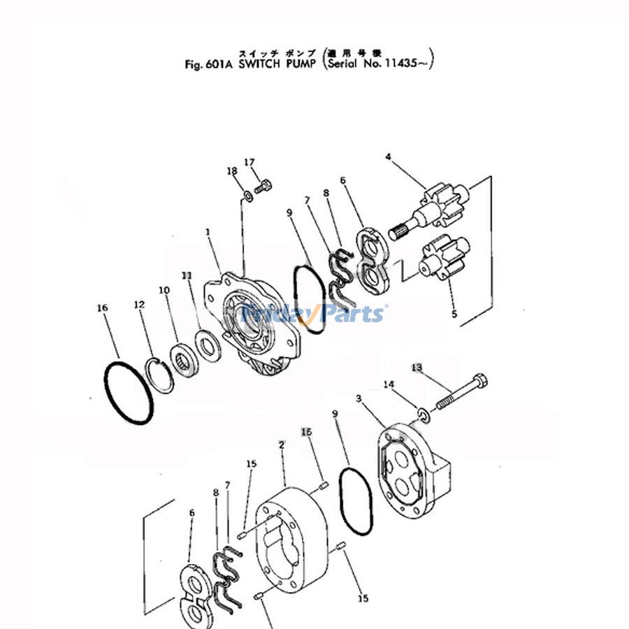 Bomba de conmutación 705-11-36100 para cargadora de ruedas Komatsu 530B-1 530-1 Para KOMATSU