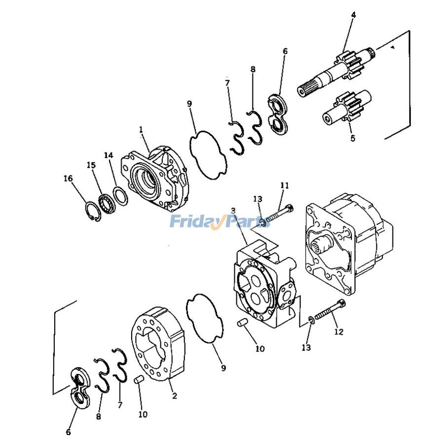 コマツブルドーザーD475A-1用油圧ギアポンプ705-52-42000 705-52-42001