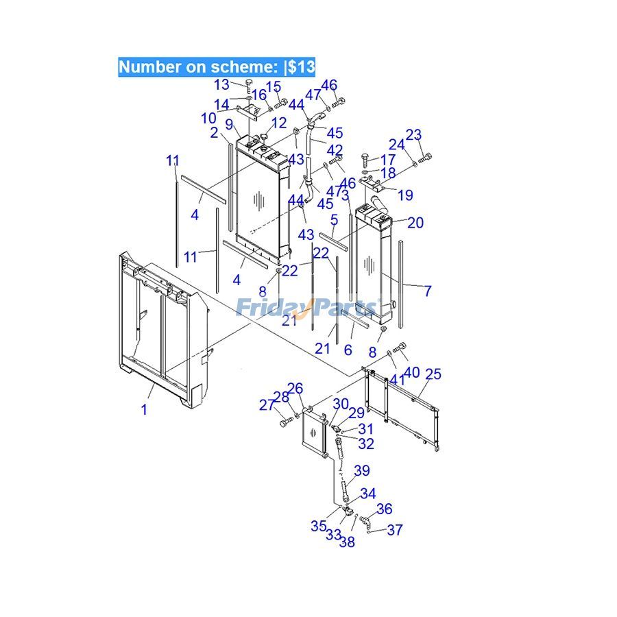 Pour Komatsu Bulldozer D65EX-15E0 D65PX-15E0 D65WX-15E0 Noyau de radiateur de réservoir d'eau D60 ASS'Y 14X-03-35112