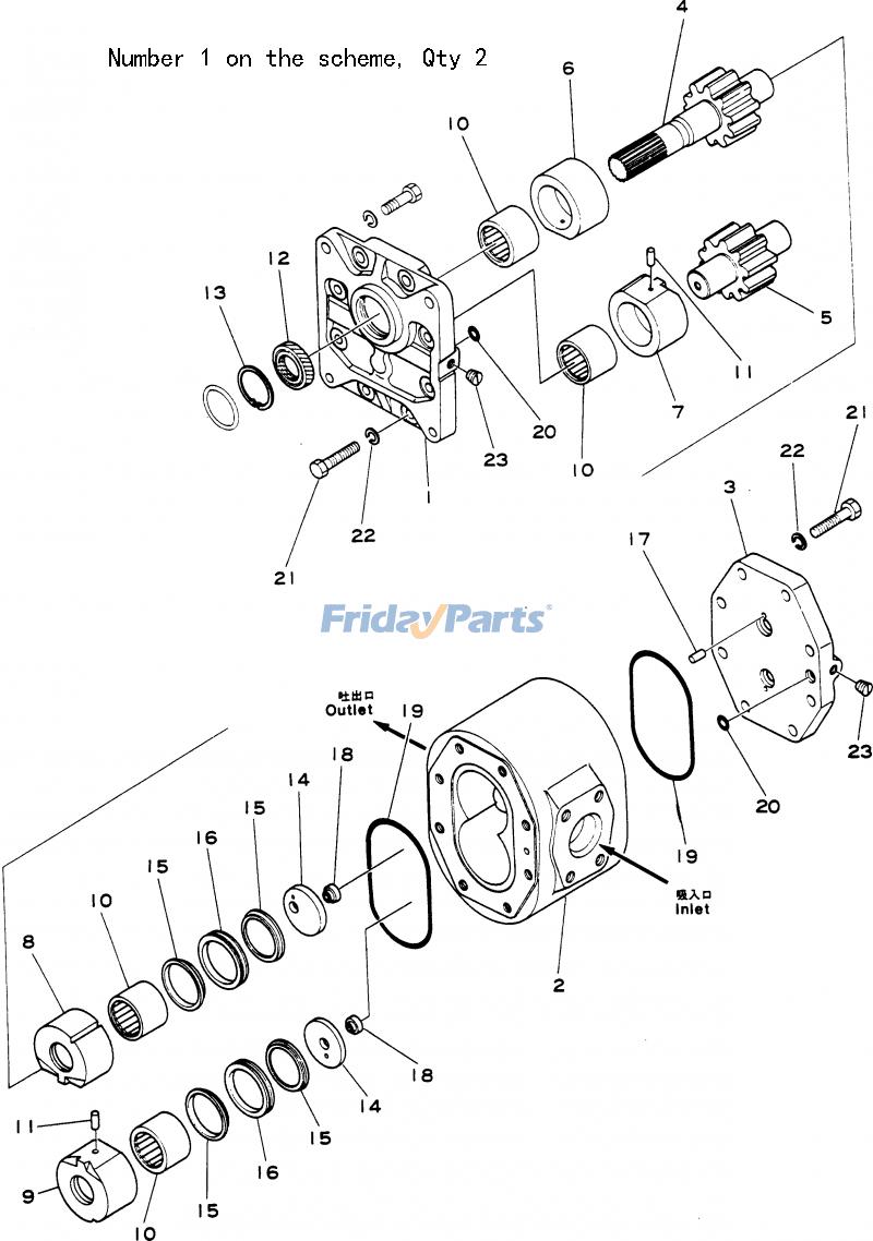 Para cargadora de cadenas Komatsu D95S-2 Camión volquete HD680-2 HD780-1 Bomba hidráulica 07448-66107 07448-66101 Para KOMATSU