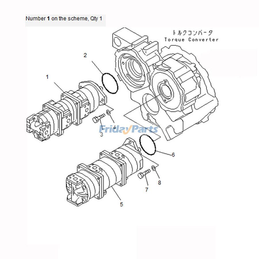 Bomba hidráulica para grúa Komatsu LW100-1X LW100-1H 705-55-13020