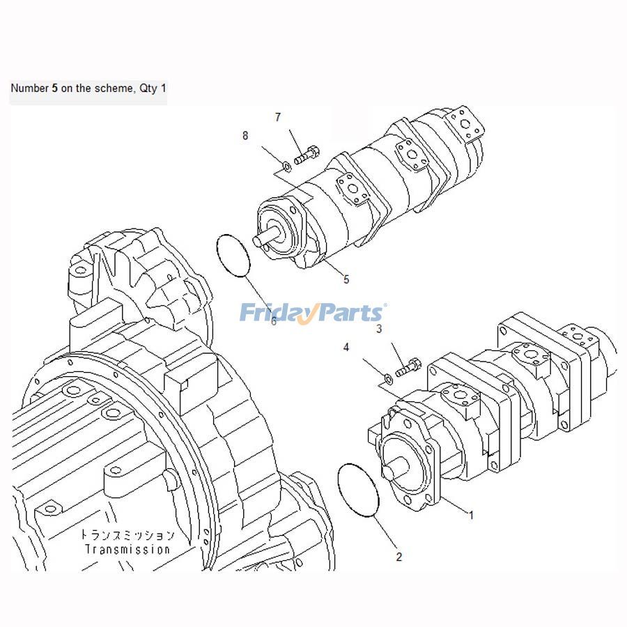 Bomba hidráulica para grúa Komatsu LW250-5X LW250-5H 705-56-26030
