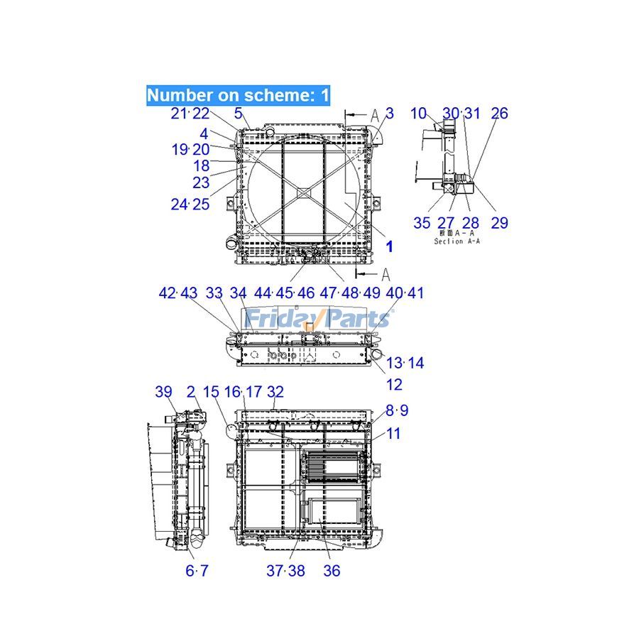 Loader Dump Water Tank Radiator Core
