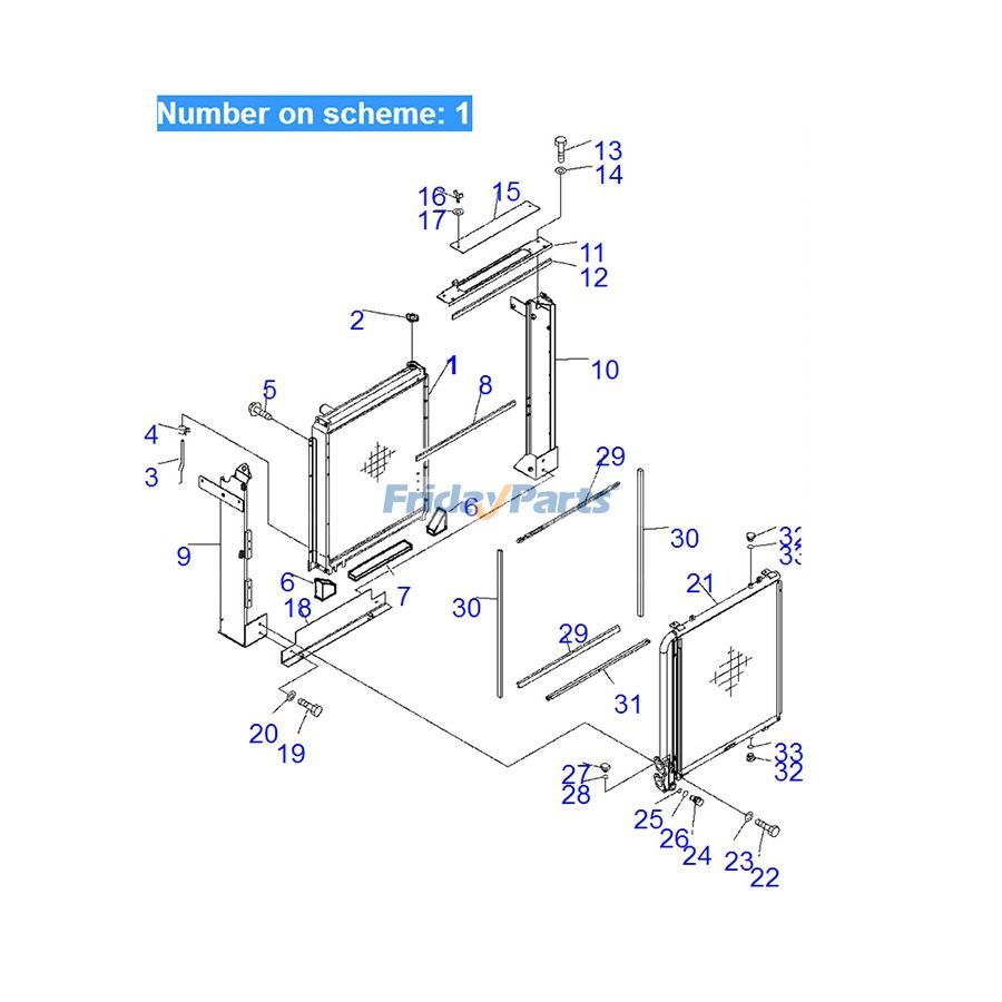 For Komatsu Excavator PC220LL-7L PC270-7 PC270LC-7L PC270LL-7L PC290LC-7K PC308USLC-3 Water Tank Radiator ASS'Y 206-03-72110