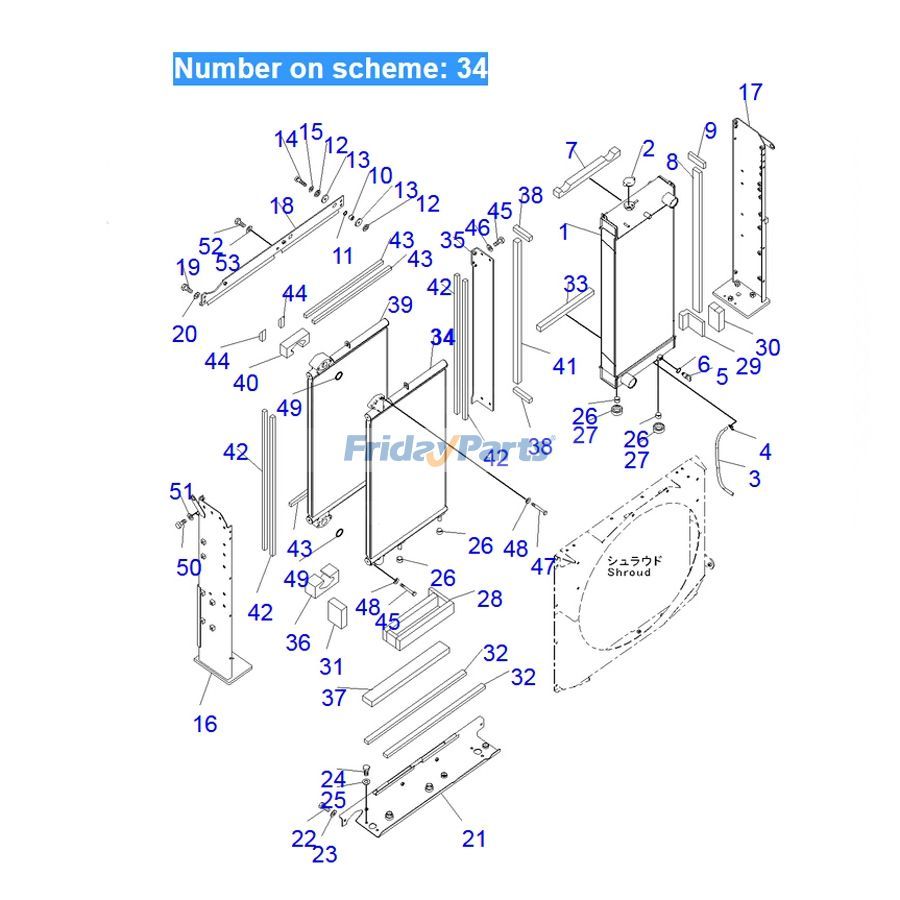 Pour excavatrice Komatsu PC300-8 PC350-8 Refroidisseur d'huile hydraulique 207-03-76320