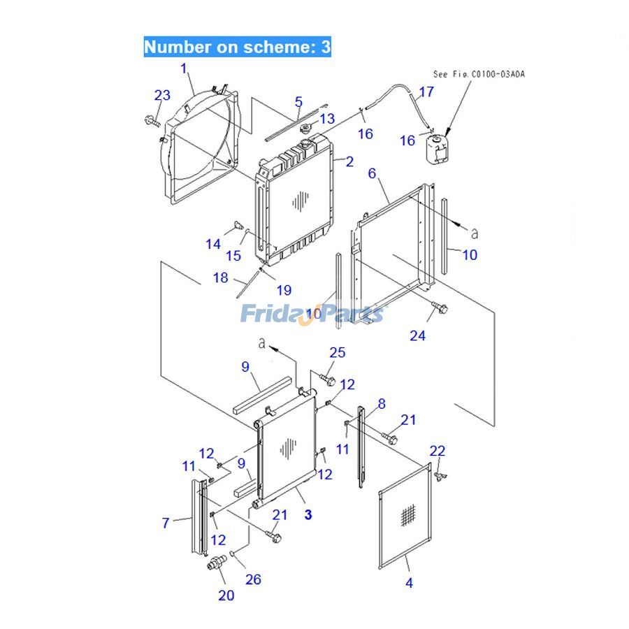 Pour excavatrice Komatsu PC60-7 PC60-7-B PC70-7 PC70-7-B Refroidisseur d'huile hydraulique 201-03-72123pourPour KOMATSU