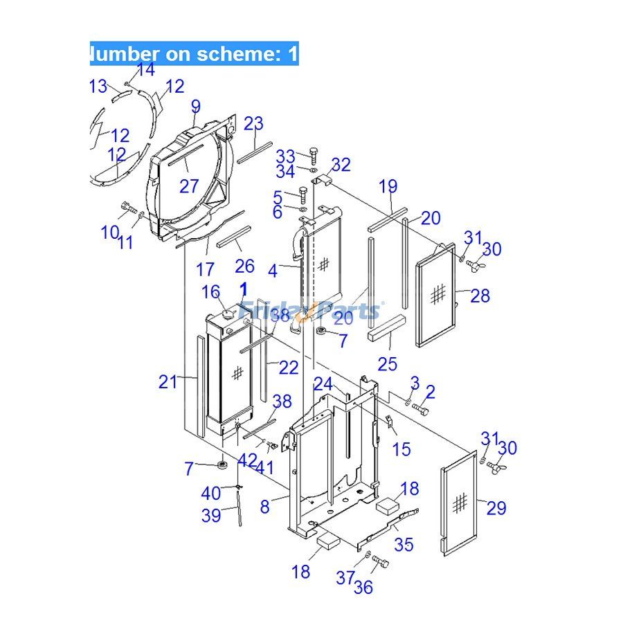 Pour radiateur de réservoir d'eau Komatsu Excavator PC78US-6 ASS'Y 21W-03-42110