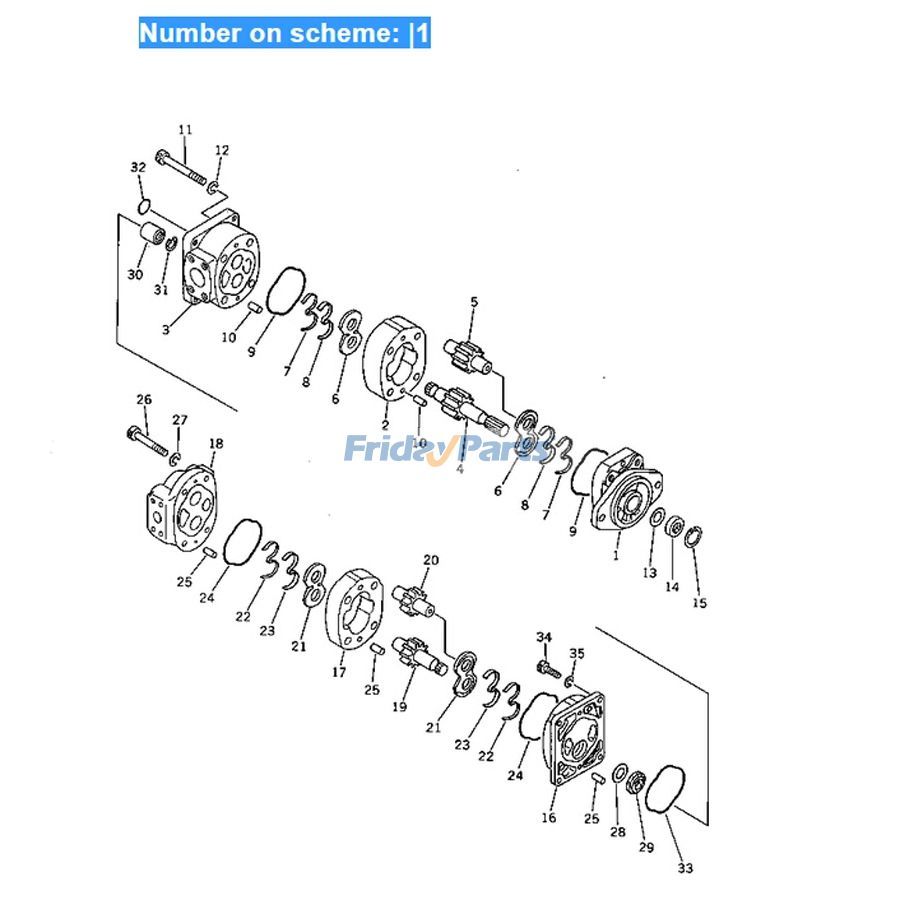 Bomba hidráulica para niveladora Komatsu GD500R-2A 705-51-21040