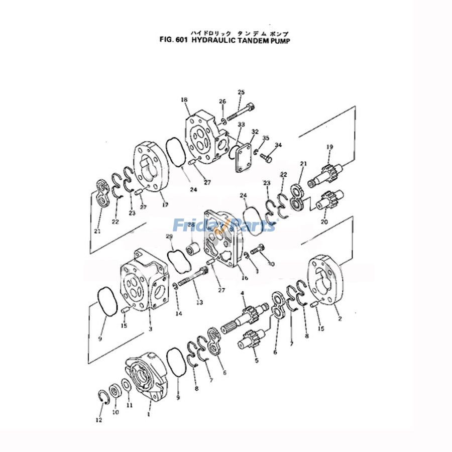 Bomba hidráulica en tándem para niveladora Komatsu GD500R-2A 705-51-10010