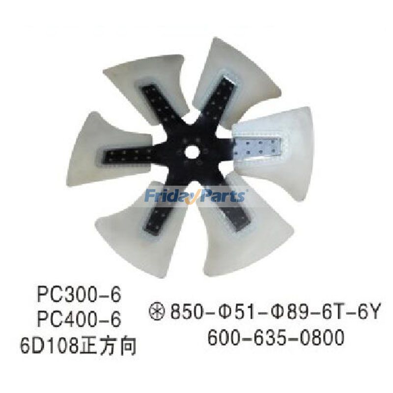 Pour moteur Komatsu SAA6D108E SA6D108 S6D125 PC300LC PC300-3 PC300-5 PC310-5 GD705A-4 CD110R-1 EC210Z-1 Ventilateur de refroidissement 600-635-0800