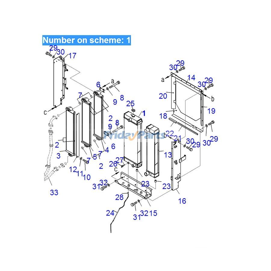 Pour chargeur sur pneus Komatsu WA320-6 WA320PZ-6 Noyau de radiateur de réservoir d'eau ASS'Y 419-03-48110