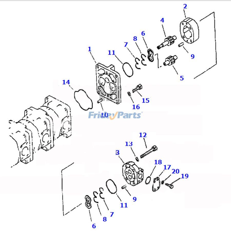 Bomba hidráulica para cargadora de ruedas Komatsu WA380-3 WA380-DZ-3 705-33-27540