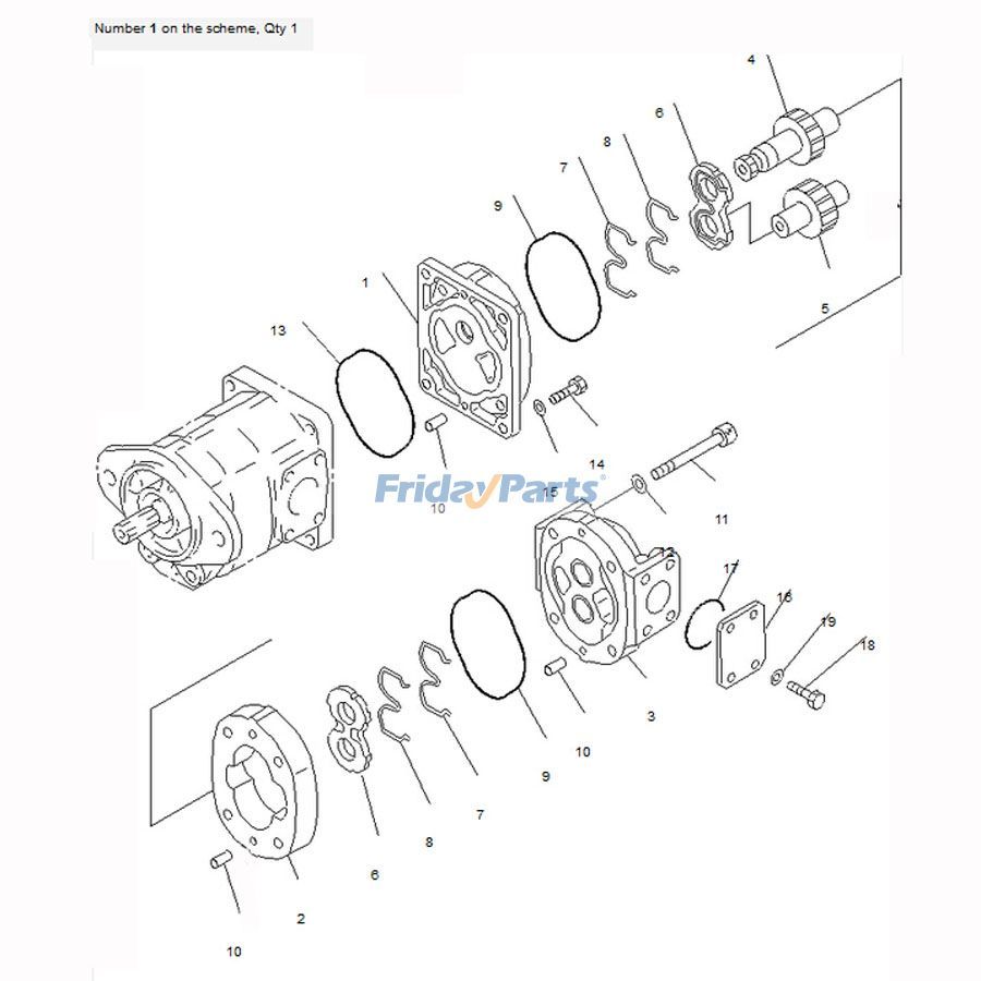 Repuesto Conjunto de bomba hidráulica 705-51-20440 para cargadora de ruedas Komatsu WA380-3-X WA380-3 compatible con Pala cargadora Para KOMATSU FridayParts