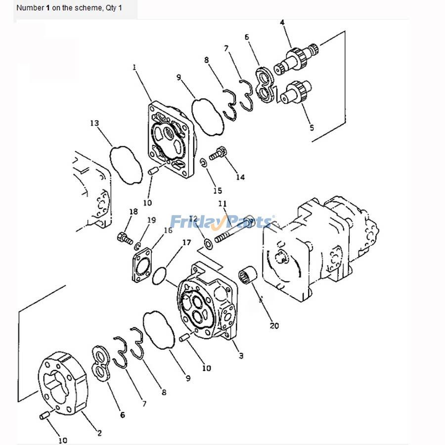 Para cargadora de ruedas Komatsu WA420-1LC Cargadora WA420-1 y bomba de dirección 705-56-34100