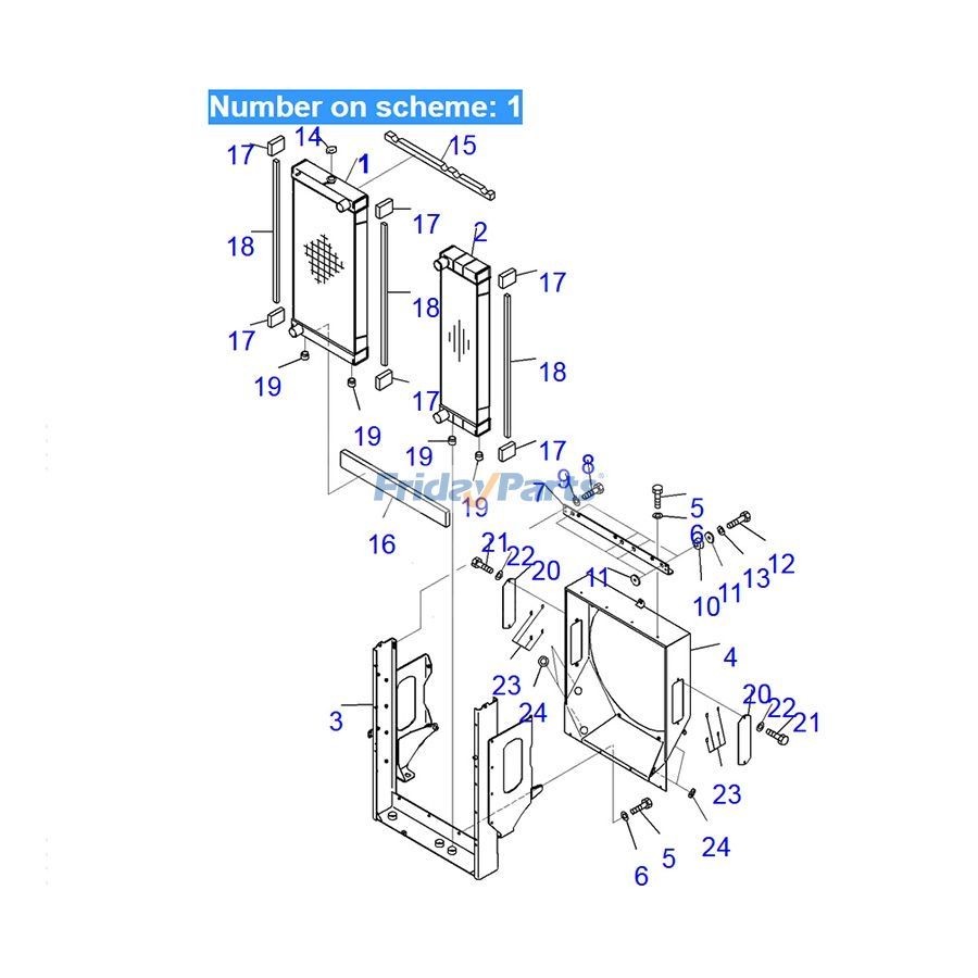 Wheel Water Tank Radiator Core ASS'Y for Loader