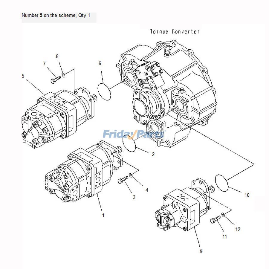 Bomba hidráulica 705-53-42000 para cargadora de ruedas Komatsu WA600-3 WA600-3D WD600-3