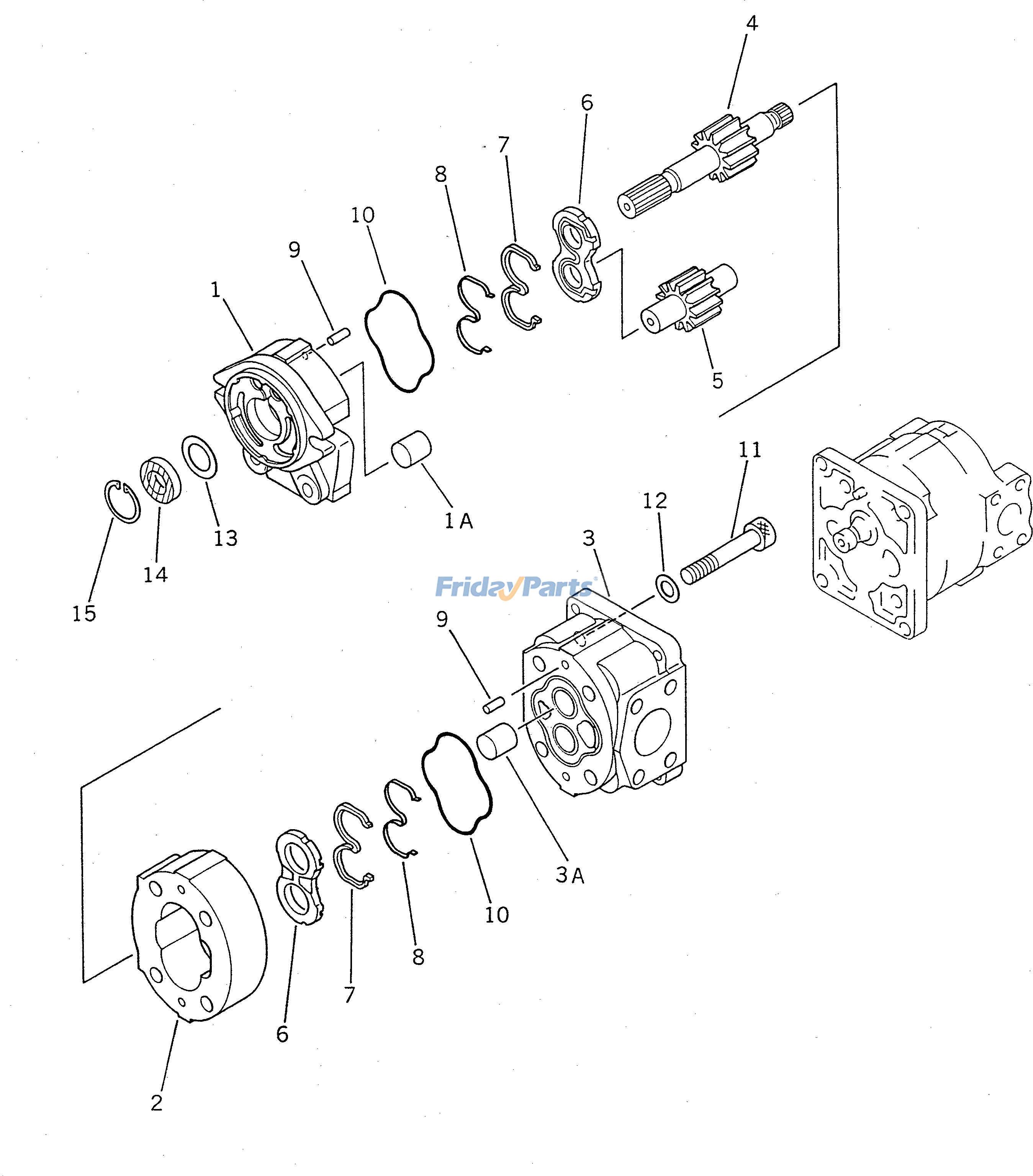 Bomba hidráulica 705-51-11020 para cargadora de ruedas Komatsu WR8-1 WA70-1 de FridayParts