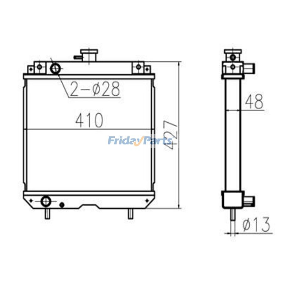 For Kubota B2400 Water Tank Radiator Core ASS'Y