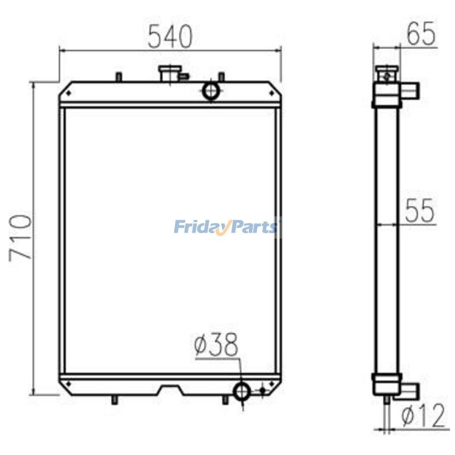For Kubota Excavator KX185 Water Tank Radiator Core ASS'Y