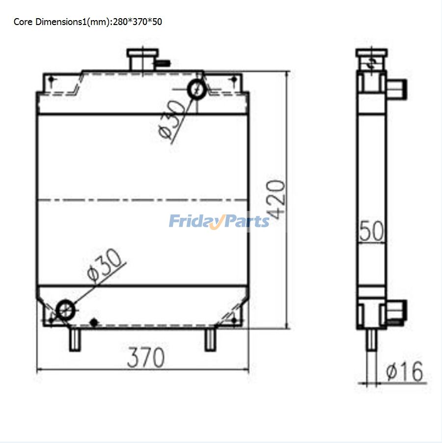 FridayParts Water Tank Radiator Core ASS'Y