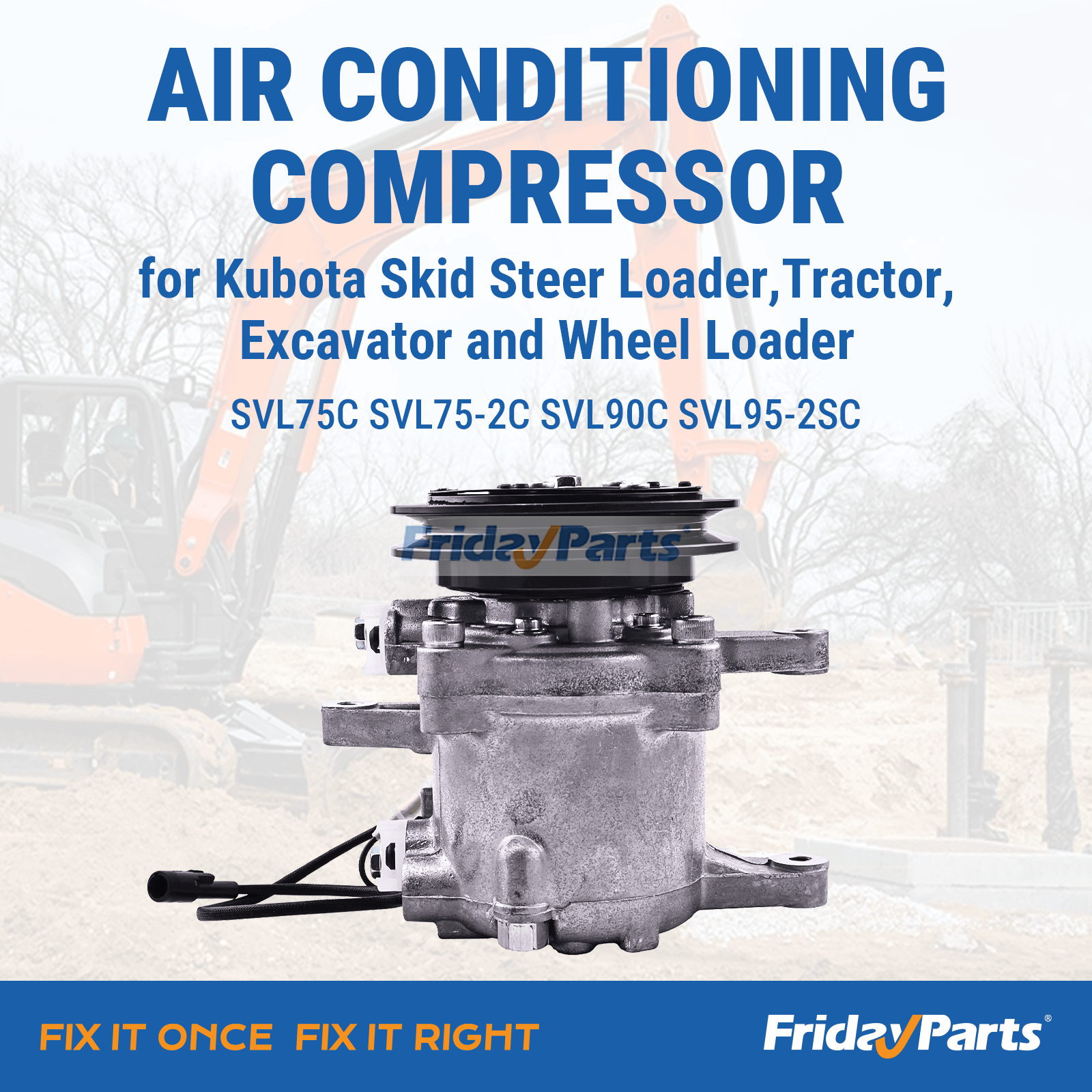 SVO7E Air Conditioning Compressor Skid Steer for Excavator,Loader,Tractor,Others