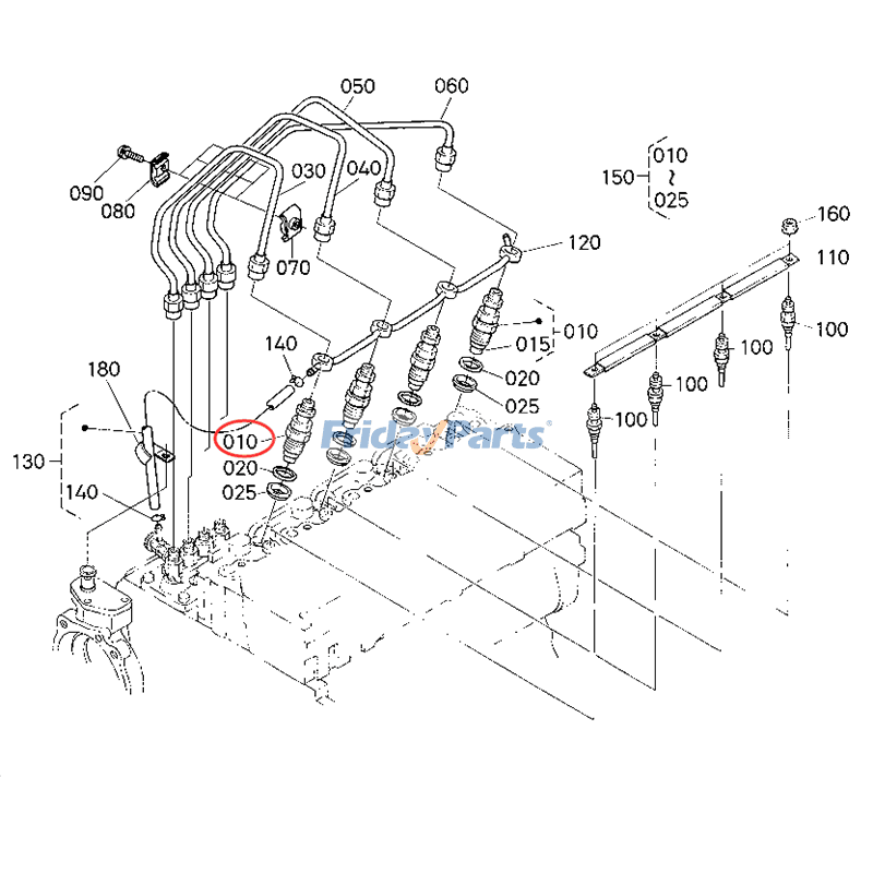 FridayParts 4Pcs Fuel Injector M5140 M5400 MX4700 MX4800 MX5000 MX5100