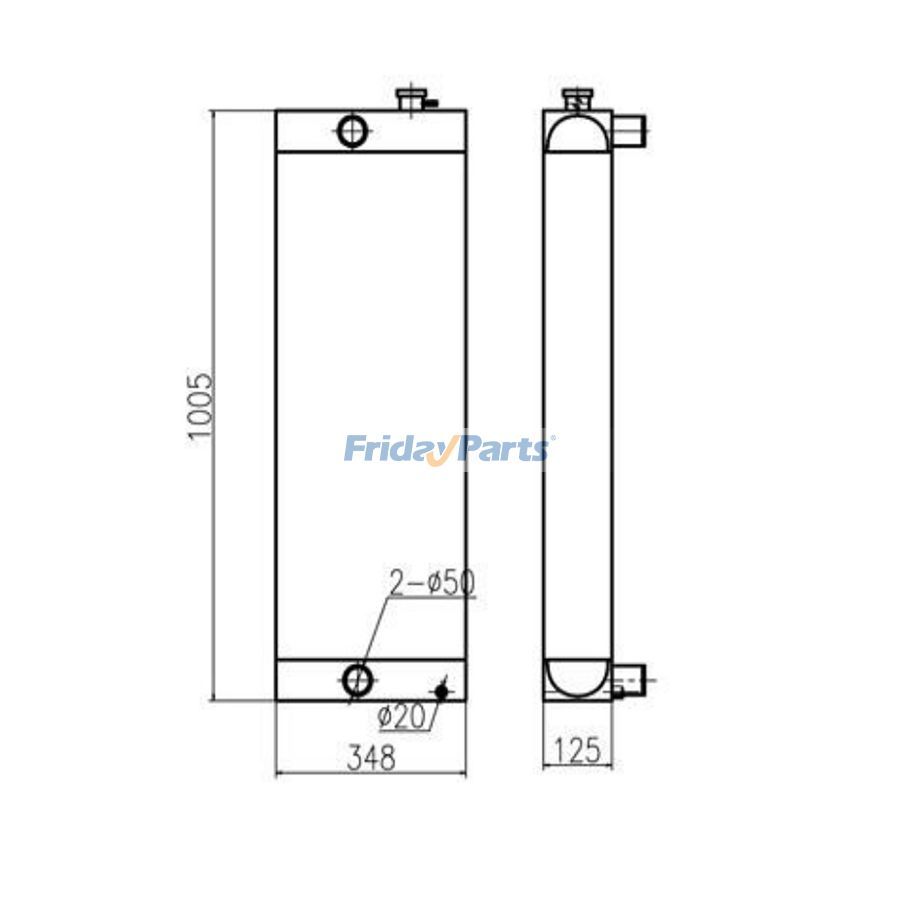 Para escavadeira Sany SY195C-9, conjunto de núcleo do radiador do tanque de água