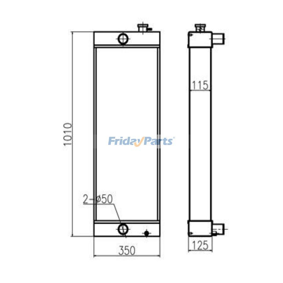 Para escavadeira Sany SY215C-9 SY225C-9 conjunto de núcleo do radiador do tanque de água