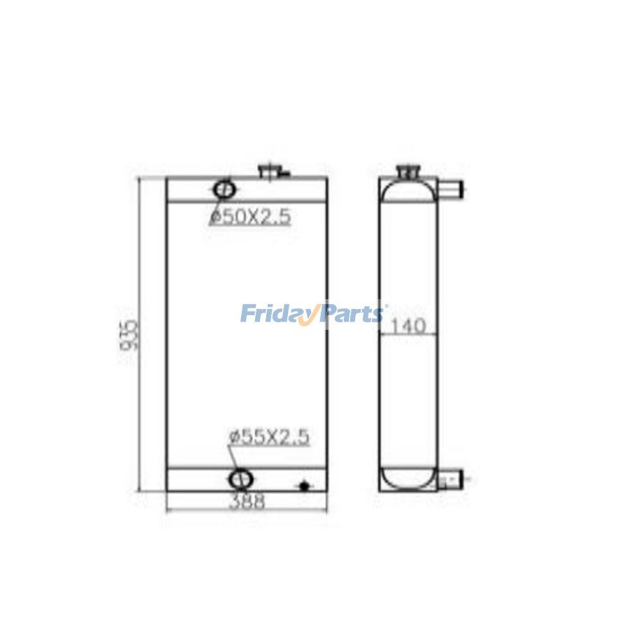 Para escavadeira Sany SY235-9, conjunto de núcleo do radiador do tanque de água