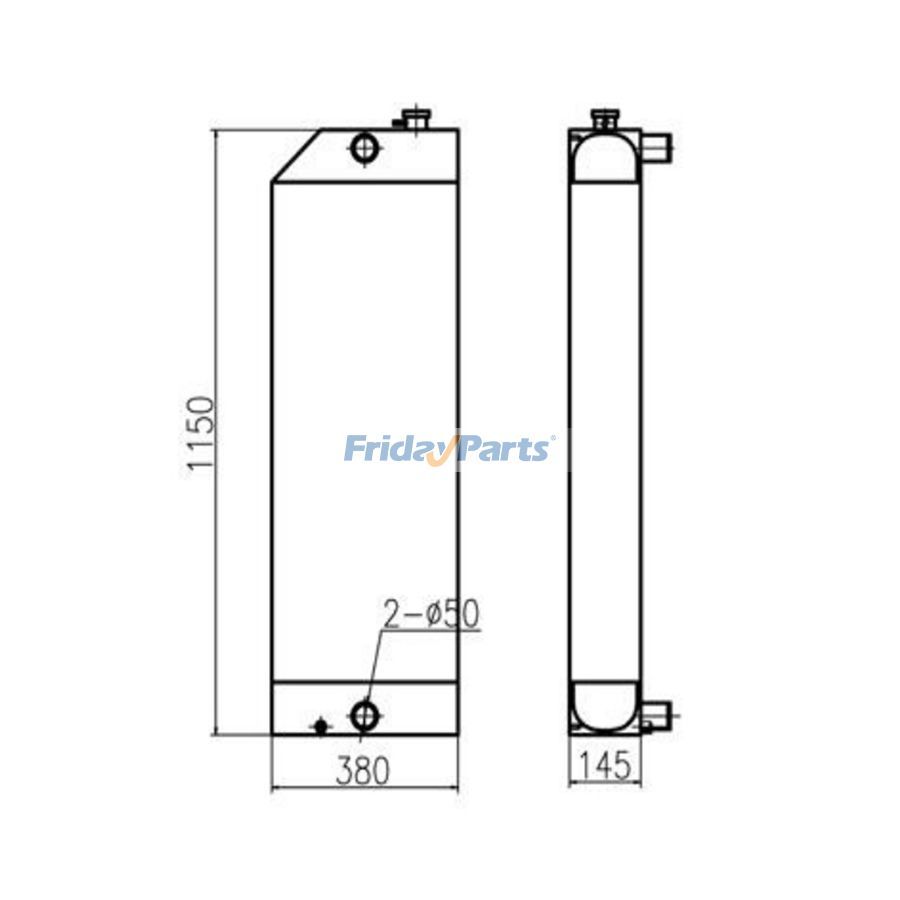 Para escavadeira Sany SY285C-9 SY365H-8 Conjunto do núcleo do radiador do tanque de água