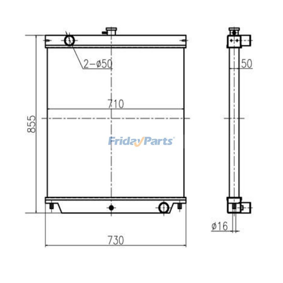 For Sumitomo Excavator SH120-5 Water Tank Radiator Core ASS'Y