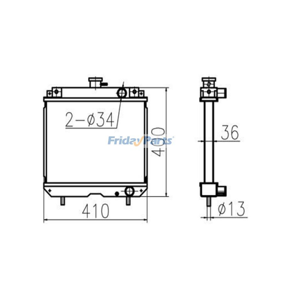 For Yanmar F190 F210 F230 F250 Water Tank Radiator Core ASS'Y 119853-44501