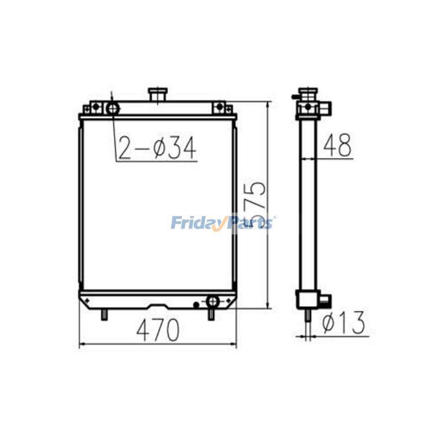 For Yanmar F455 F605 Water Tank Radiator Core ASS'Y 119956-44501