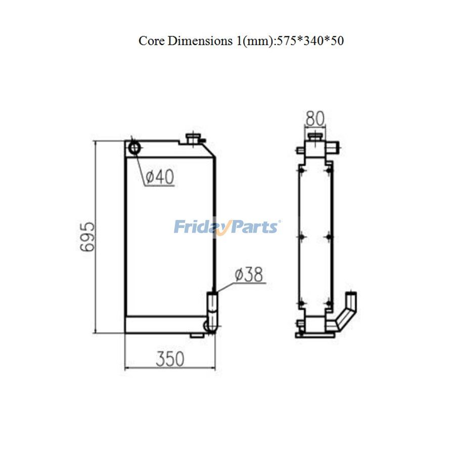 Pour YUCHAI Excavator YC60-8 Réservoir d'eau Radiateur Noyau ASS'Y