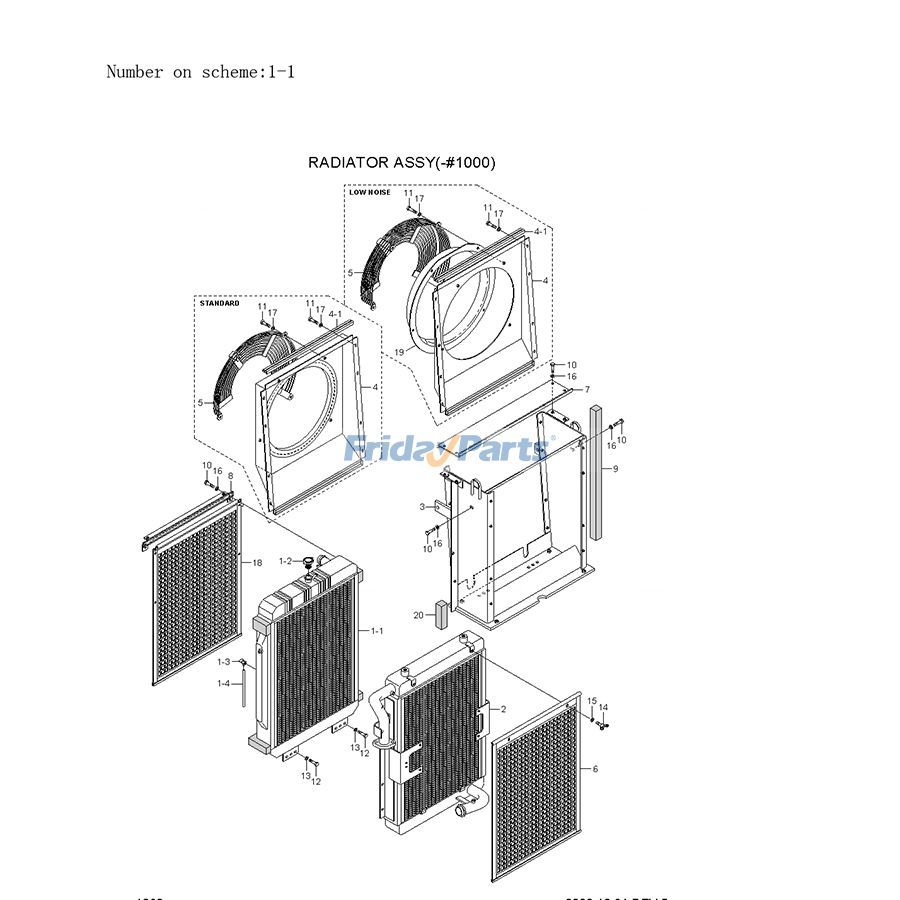 For Hyundai Excavator R200W-7 R210NLC-7 R215LC-7 R210LC-7 R220LC-7 Water Tank Radiator Core ASS'Y 11N6-43190
